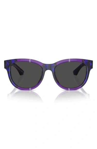 Burberry 54mm Round Sunglasses In Grape Plaid