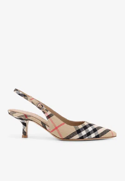 Burberry 55 Signature Check Slingback Pumps In Multi