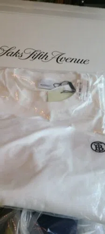 Pre-owned Burberry $550  Limited Edition T Shirt Men Size 3xl White Embroidered Logo