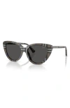 Burberry 55mm Cat Eye Sunglasses In Check Lichen/dark Grey