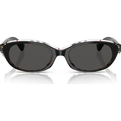 Burberry 55mm Oval Sunglasses In Black Check