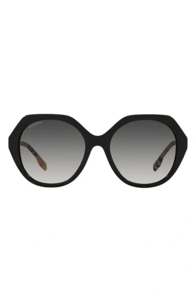 Burberry 55mm Round Sunglasses In Black