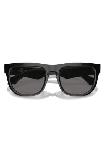 Burberry 56mm Polarized Square Sunglasses In Shiny Black