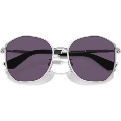 Burberry 57mm Round Sunglasses In Silver