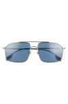 Burberry 59mm Aviator Sunglasses In Gunmetal/dark Blue