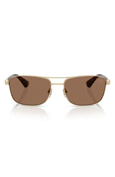 Burberry 60mm Rectangular Sunglasses In Light Gold/dark Brown
