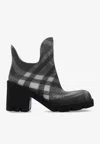Burberry Marsh Check Rubber Rain Booties In Black