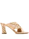 Burberry 75mm Cross-strap Check-pattern Mules In Neutral