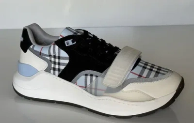 Pre-owned Burberry $790  Men's Ramsey Pale Blue Sneakers 12 Us (45 Euro) 8051415 It