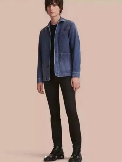 Pre-owned Burberry $795  Mens London Blue Denim Decorative Washed Trim Jacket Eu 52 4041801