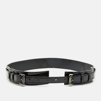 Pre-owned Burberry 80 Cm Waist Belt Black Patent Leather