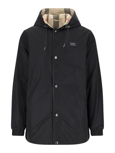 Pre-owned Burberry 8043403 Reversible Check Jacket Black Size Small