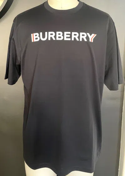 Pre-owned Burberry 8053010 Graphic Print Ellison Black T-shirt, S, M