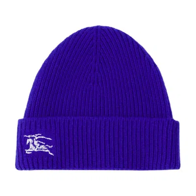 Burberry 8078810 Equestrian Logo-embroidered Cashmere Beanie In Blue