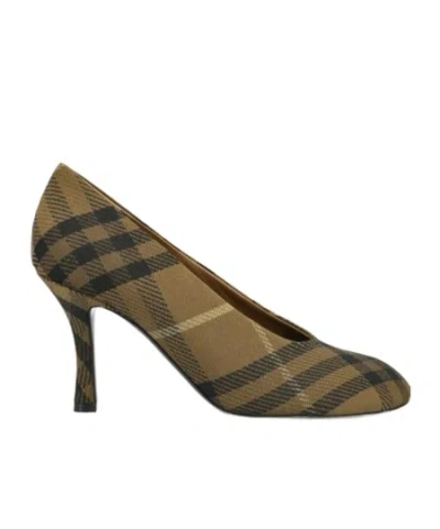 Burberry 80mm Check-print Pumps In Green