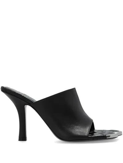 Burberry 80mm Duck High Leather Mules In Black