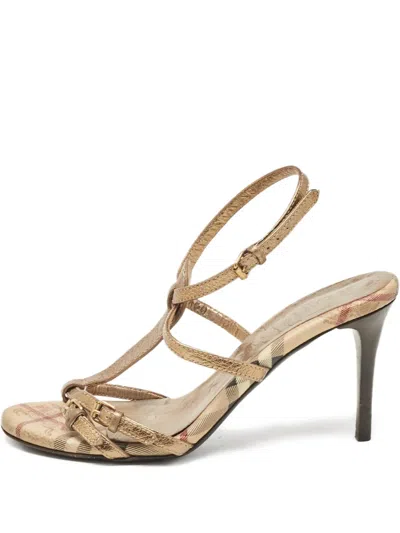 Pre-owned Burberry 80mm Metallic-leather Sandals