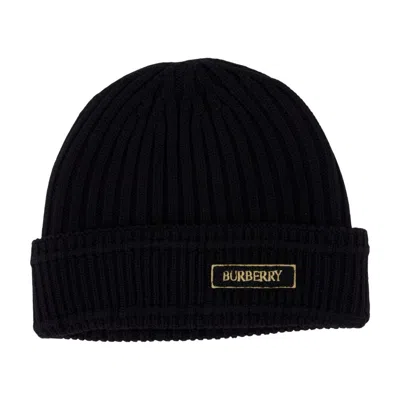 Burberry 8103340-a1189 Ribbed Wool Cashmere Beanie In Black