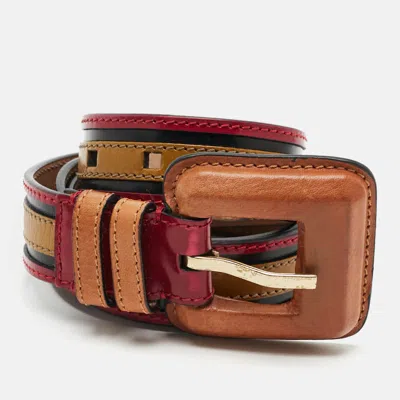Pre-owned Burberry 85 Cm Buckle Belt Multicolor Leather