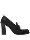 Burberry Leather Cadet Heeled Loafers In Black