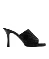 Burberry Quilted Leather Rose Mule Sandals In Black