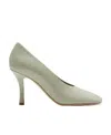Burberry Beige Shiny Lambskin Pumps With Quilted Insole In Green