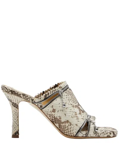 BURBERRY 85MM SNAKESKIN LEATHER SANDALS