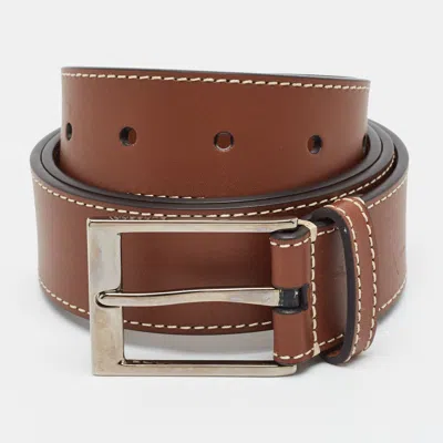 Pre-owned Burberry 90cm Buckle Belt Brown Leather