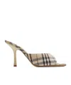 Burberry 90mm Lf Mews Check Textile Mules In Nude