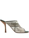 Burberry Check Leather Cabana Mules In Silver