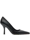 Burberry 90mm Dame Check Embossed Pointed Pumps In Black