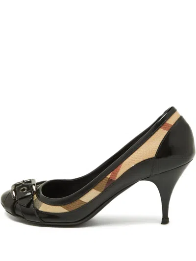 Pre-owned Burberry 90mm Leather Buckle-detail Pumps