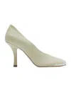 Burberry Beige Shiny Lambskin Pumps With Quilted Insole In Nude