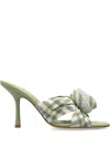 Burberry Fabric Embroidered Mews Mules With Knotted Detail In Grün