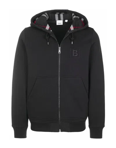 Pre-owned Burberry $920 Mens  Fordson Black Cotton Bbox Logo Zip Hoodie Jacket Size M