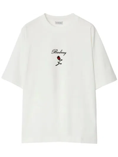 Burberry Logo Short Sleeve Jersey T-shirt In White