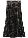 Burberry Long Multicolor Pleated Skirt With Check Motif In Wool Blend Woman