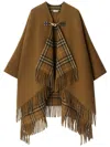 Burberry Check Wool Cape In 褐色