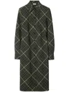 Burberry Check Wool Blend Shirt Dress In 灰色
