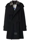 Burberry Trench Coat With Belted Waist And Plaid Collar