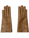 Burberry Leather Gloves In 褐色
