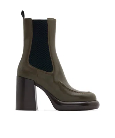 Burberry 95mm Wedge Chelsea Boots In Green