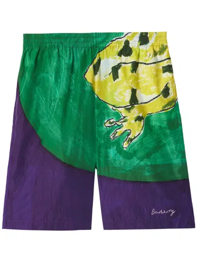 Burberry Printed Elasticated Shorts In Royal