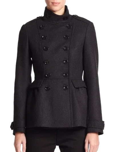 Pre-owned Burberry $995  Brit Women's Dark Gray Adamsleigh Military Coat Us 4 Uk 6 Eu 38