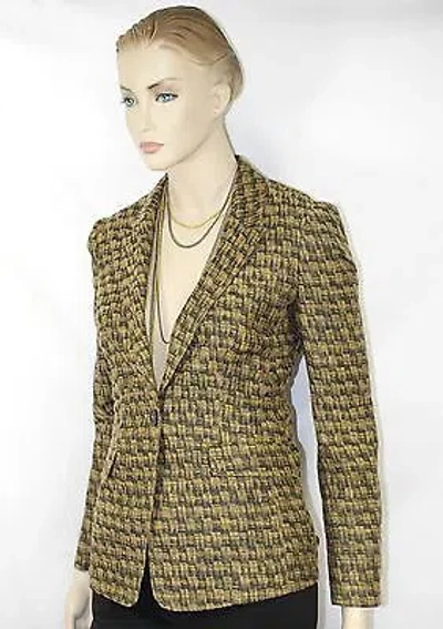 Pre-owned Burberry $995  London 10 12 44 Women Sisal Cotton Silk Jacket Suit Blazer Coat In Brown Black