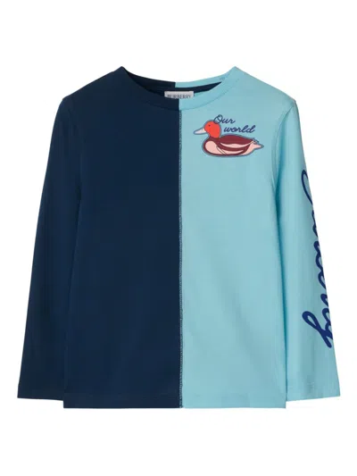 Burberry Kids' Duck-embroidered Cotton Sweatshirt In 蓝色