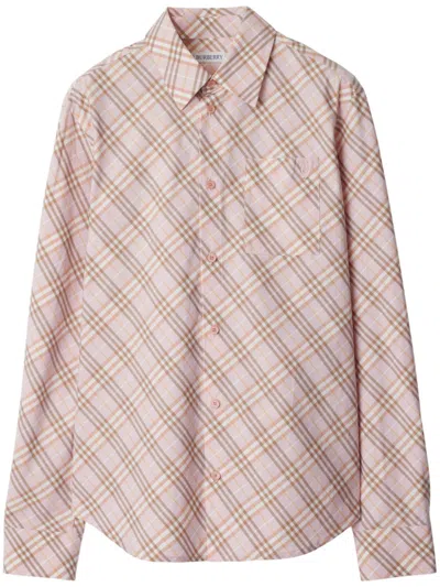 Burberry Checkered Shirt In Pink