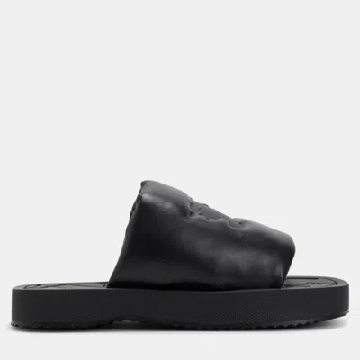 Pre-owned Burberry A Lf Knight Slab Black Leather Slider Eu 36