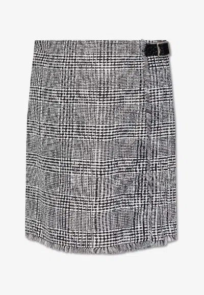 Burberry A-line Checked Mini Skirt In Gray