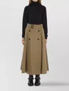 Burberry Beige Skirt With Adjustable Belt And Button Closure In Cotton Woman In Brown
